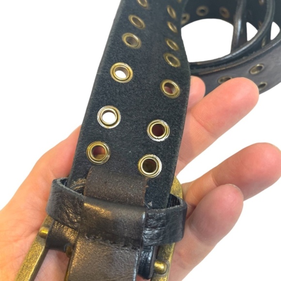 Leather Belt With Metal Grommets - Picture 4 of 6